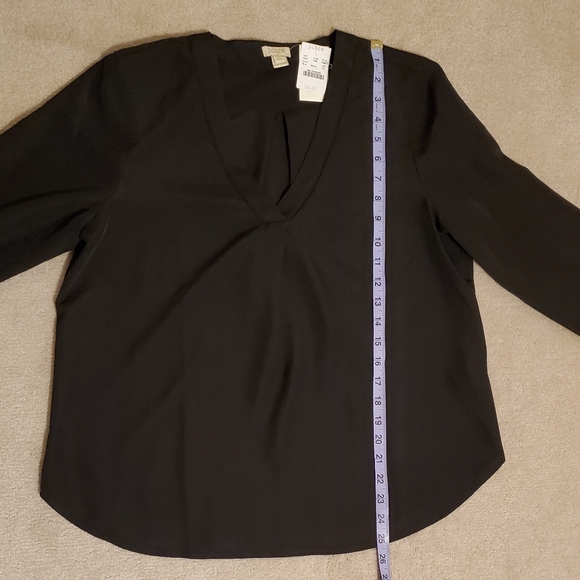 Black J-CREW Top Women Petite Large Blouse NWT - Picture 14 of 16